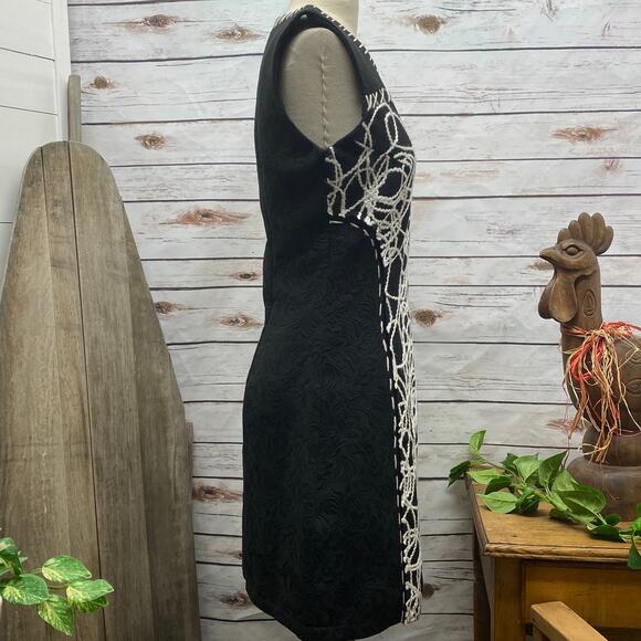 PAPARAZZI by BIZ Woolblend Black & White Dress S Winter Pick Stitch Embossed - Picture 4 of 12